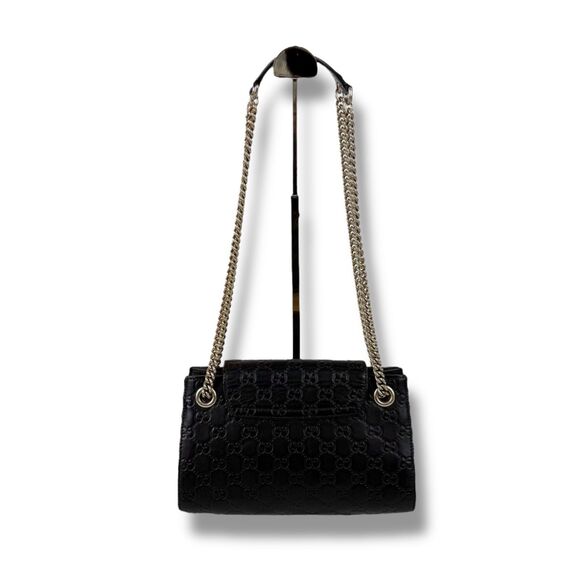 Gucci Chain Mini Shoulder Bag Emily Shima Leather Black 2way Tassel - Picture 2 of 12